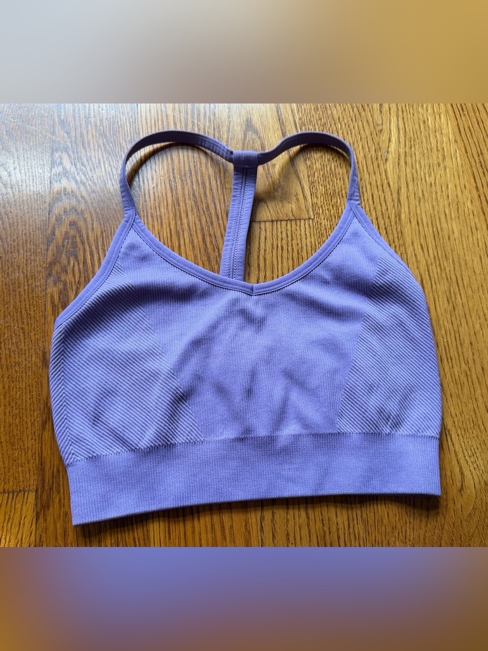 Yogalicious Ribbed Seamless T-Back Sports Bra Lavender Women’s Small